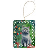 British Shorthair Cat By the Christmas Tree Porcelain Ornament product image at NuMercy