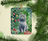 British Shorthair Cat By the Christmas Tree Porcelain Ornament product image at NuMercy 2