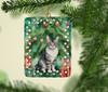 German Rex Cat By the Christmas Tree Porcelain Ornament product image at NuMercy 2