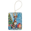 Brindle Greyhound Christmas Reindeer Porcelain Ornament product image at NuMercy
