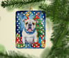 White English Bulldog Christmas Reindeer Porcelain Ornament product image at NuMercy 2