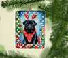 Black Pug Christmas Reindeer Porcelain Ornament product image at NuMercy 2