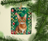 Abyssinian Cat By the Christmas Tree Porcelain Ornament product image at NuMercy 2