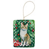 Oregon Rex Cat By the Christmas Tree Porcelain Ornament product image at NuMercy