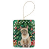 Tonkinese Cat By the Christmas Tree Porcelain Ornament product image at NuMercy