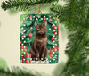 York Chocolate Cat By the Christmas Tree Porcelain Ornament product image at NuMercy 2