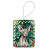 Donskoy Don Sphynx Cat By the Christmas Tree Porcelain Ornament product image at 