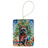 Black Cairn Terrier Christmas Reindeer Porcelain Ornament product image at 