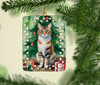 Owyhee Bob Cat By the Christmas Tree Porcelain Ornament product image at NuMercy 2
