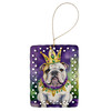 English Bulldog King of Mardi Gras Porcelain Christmas Ornament DAC4785 product image at NuMercy