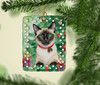 Siamese Cat By the Christmas Tree Porcelain Ornament product image at NuMercy 2