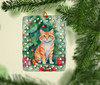Cheetoh Cat By the Christmas Tree Porcelain Ornament product image at NuMercy 2