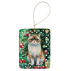 Exotic Shorthair Cat By the Christmas Tree Porcelain Ornament product image at NuMercy