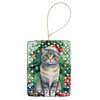 Scottish Fold Cat By the Christmas Tree Porcelain Ornament product image at NuMercy
