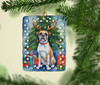 White Boxer Christmas Reindeer Porcelain Ornament product image at NuMercy 2