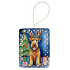 Airedale Terrier Christmas Reindeer Porcelain Ornament product image at NuMercy