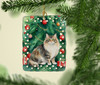 Cymric Cat By the Christmas Tree Porcelain Ornament product image at NuMercy 2