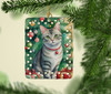 Asian Cat By the Christmas Tree Porcelain Ornament product image at NuMercy 2