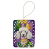 White Poodle King of Mardi Gras Porcelain Christmas Ornament DAC4860 product image at NuMercy