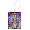 Chinese Crested King of Mardi Gras Porcelain Christmas Ornament product image at NuMercy