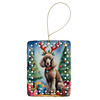 Chocolate Standard Poodle Christmas Reindeer Porcelain Ornament product image at NuMercy