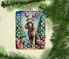 Chocolate Standard Poodle Christmas Reindeer Porcelain Ornament product image at NuMercy 2