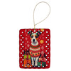 Jack Russell Terrier Holiday Christmas Porcelain Ornament product image at NuMercy