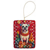 White Boxer Holiday Christmas Porcelain Ornament product image at NuMercy