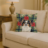 Tricolor Papillon Christmas Poinsettias Throw Pillow 14" x 14" product image at NuMercy 2
