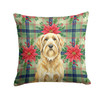 Wheaten and Tan Otterhound Christmas Poinsettias Throw Pillow 14" x 14" product image at NuMercy