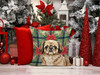 Sable Pekingese Christmas Poinsettias Throw Pillow 14" x 14" product image at NuMercy 7