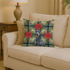 Blue Doberman Pinscher Christmas Poinsettias Throw Pillow 14" x 14" product image at NuMercy 2