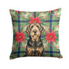 Black and Tan Otterhound Christmas Poinsettias Throw Pillow 14" x 14" product image at NuMercy