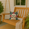 Cream Lhasa Apso Christmas Poinsettias Throw Pillow 14" x 14" product image at NuMercy 3