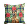 Mahogany Belgian Malinois Christmas Poinsettias Throw Pillow 14" x 14" product image at NuMercy