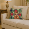 Irish Terrier Christmas Poinsettias Throw Pillow 14" x 14" product image at NuMercy 2