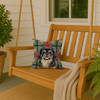 Black and Tan Pekingese Christmas Poinsettias Throw Pillow 14" x 14" product image at NuMercy 3