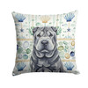 Black Shar Pei Coastal Sea Glass Throw Pillow 14" x 14" product image at NuMercy
