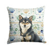 Black and Tan Shiba Inu Coastal Sea Glass Throw Pillow 14" x 14" product image at 
