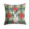Black and White Greyhound Christmas Poinsettias Throw Pillow 14" x 14" product image at NuMercy