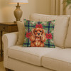 Ruby English Toy Spaniel Christmas Poinsettias Throw Pillow 14" x 14" product image at NuMercy 2