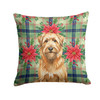 Tawny Briard Christmas Poinsettias Throw Pillow 14" x 14" product image at NuMercy