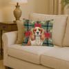 Blenheim Cavalier Spaniel Christmas Poinsettias Throw Pillow 14" x 14" product image at NuMercy 2