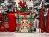 Blenheim Cavalier Spaniel Christmas Poinsettias Throw Pillow 14" x 14" product image at NuMercy 7