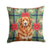 Reddish Brown Great Pyrenees Christmas Poinsettias Throw Pillow 14" x 14" product image at NuMercy