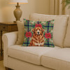 Reddish Brown Great Pyrenees Christmas Poinsettias Throw Pillow 14" x 14" product image at NuMercy 2