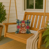 Reddish Brown Great Pyrenees Christmas Poinsettias Throw Pillow 14" x 14" product image at NuMercy 3