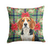 Beagle Christmas Poinsettias Throw Pillow 14" x 14" product image at NuMercy