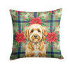 Goldendoodle Christmas Poinsettias Throw Pillow 14" x 14" product image at NuMercy