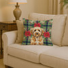 Goldendoodle Christmas Poinsettias Throw Pillow 14" x 14" product image at NuMercy 2